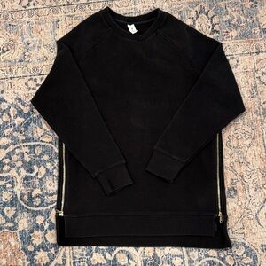 Varley Black Crewneck Sweatshirt with Gold Zipper Detail